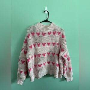 MAJOR LABEL GROUP Pink Heart Valentines Love Oversized Sweater Size XL